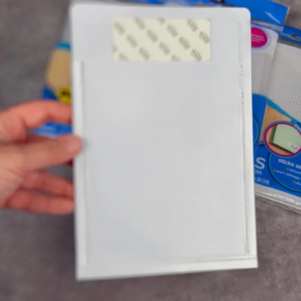 Post-it Pockets Medium Expandable Adhesive Organizer Clear White 7 Pieces NEW